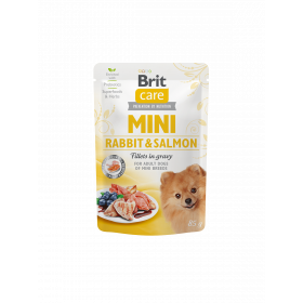 Brit Care Mini Rabbit & Salmon fillets in gravy - пауч за кучета от малките породи със заешко и сьомга