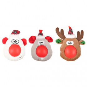Коледна кучешка играчка  Flamingo Christmas Toy Drew плюшено животинче с гумен нос, различни видове
