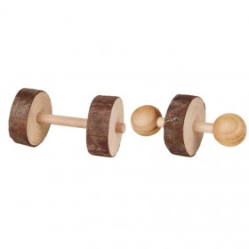 Играчка за гризачи Trixie Set of dumbbells дървени гирички от 100% естествени материали
