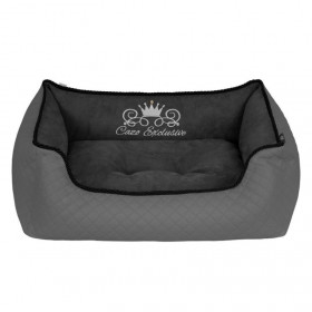 Меко бродирано легло CAZO Soft Bed Royal Line - сиво