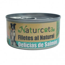 Натурална, консервирана храна за кучета Naturcota Salmon Delights късчета пилешко месо с филе от сьомга