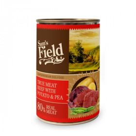 Sam's Field True Meat Beef With Potato & Pea - консервирана храна за кучета с 80% говеждо месо, картофи и грах 400гр.