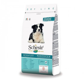 Schesir Puppy Maintenance with Chicken Monoprotein - пълноценна храна с пилешко месо, за кучета от средните породи от 1 до 12 месечна възраст 