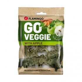 Вегетариански дентални лакомства Flamingo Dino Apple във формата на динозавър с вкус на ябълка S размер