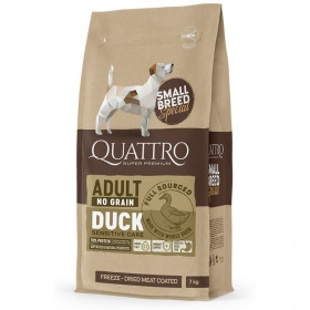 Пълноценна суха храна за кучета от малки породи Quatro Adult Small breed Superpremium с Патешко, БЕЗ зърнени култури