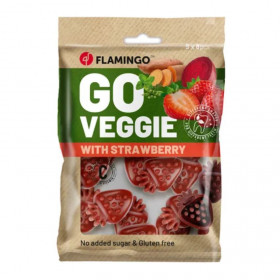 Вегетариански дентални лакомства Flamingo Veggie Strawberry във формата на ягода S размер