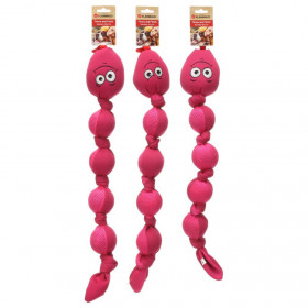 Кучешка играчка Flamingo Toy Snala Snake Pink розова змия с вградени тенис топки за водни забавления М размер