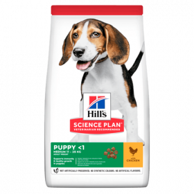 Hill’s Science Plan Canine Puppy Medium с пилешко - За подрастващи кучета от средните породи до 25 кг., от отбиването до 1 г. 