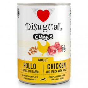 Консервирана храна за кучета Disugual Cubes Adult Chicken, speck and spelt с Пилешко, шпек и лимец