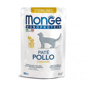 Монопротеинова храна за кастрирани котки Monge Cat Pouch Sterilised Chicken пауч с пилешко месо 85гр.