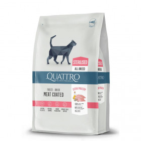 Пълноценна суха храна за кастирирани котки Quattro Super premium Sterilised cat с Пилешко месо