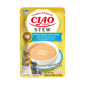 Крем супа за котки CIAO Entrée Stew Chicken Recipe with Cheese  с пиле и сирене 40гр