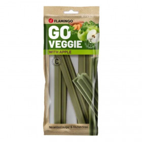 Вегетариански дентални лакомства  Flamingo Veggie stick Apple дъвчащи пръчици с вкус на ябълка 18 см