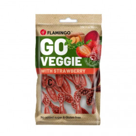 Вегетариански дентални лакомства Flamingo Veggie Toothbrush Strawberry дъвчащи четки за зъби с вкус на ягода 7,5 см