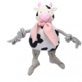 Плюшена кучешка играчка Flamingo Toy Sjalo Cow кравичка с въжета за дърпане