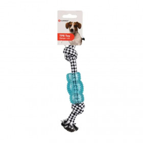 Гумена играчка за дъвчене Flamingo Toy Djengo с въже 24 см за куче