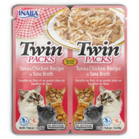 Двойно лакомство- паучове за котки Ciao Cat Twin packs Tuna with Chicken recipe in Tuna Broth Била тон и пиле в бульон; №1 в света мокро лакомство за котки