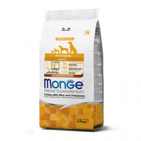 Монопротеинова храна за кучета в зряла възраст от всички породи Monge Natural Superpremium Adult All breeds Turkey, Rice & Potatoes с пуешко, ориз и картофи