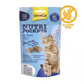 Хрупкави лакомства за котки GIMCA Nutri pockets Tuna джобчета с кремообразен пълнеж от риба тон, естествен източнин на омега 3 и 6