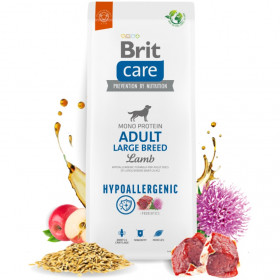 Супер премиум, хипоалергенна храна за кучета Brit Care Dog Hypoallergenic Mono Protein Adult Large Breed, монопротеинна, с агнешко месо и бял трън