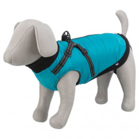 Водоустойчиво кучешко яке с вграден нагръдник Trixie Pontis harness coat с цип и светлоотразителни елементи в син цвят