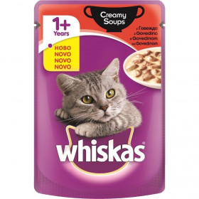 WHISKAS Creamy Soup - пауч за котки с телешко, крем супа - 85 гр.