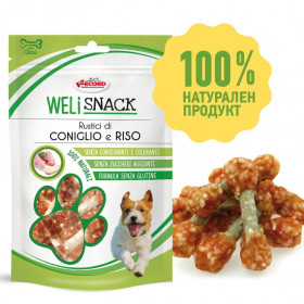 100% Натурални лакомства за куче Record Weli Snack - кокалчета със заешко месо и ориз 75 гр. 