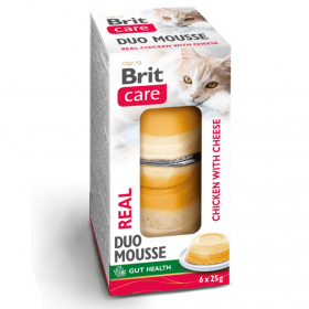 Панакота за котки Brit Care Cat Double Layer Mousse Real Chicken and Chicken with Cheese 6*25г - с пиле и сирене